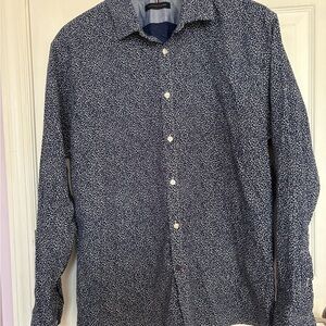 Tommy Hilfiger Men's Blue and White Button Down Shirt